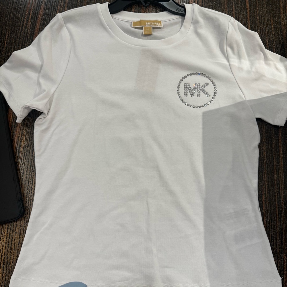 Michael Kors White Tee with Silver Logo